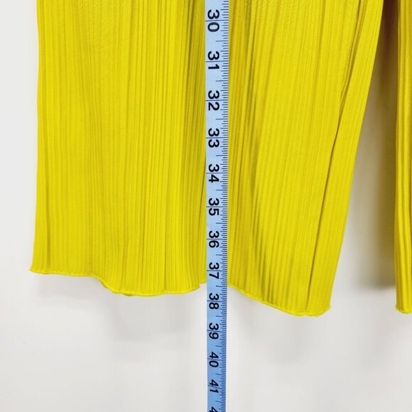 Rafaella Womens Wide Leg Pleated Pants M Yellow Olive  Comfortable Fit - Picture 11 of 11